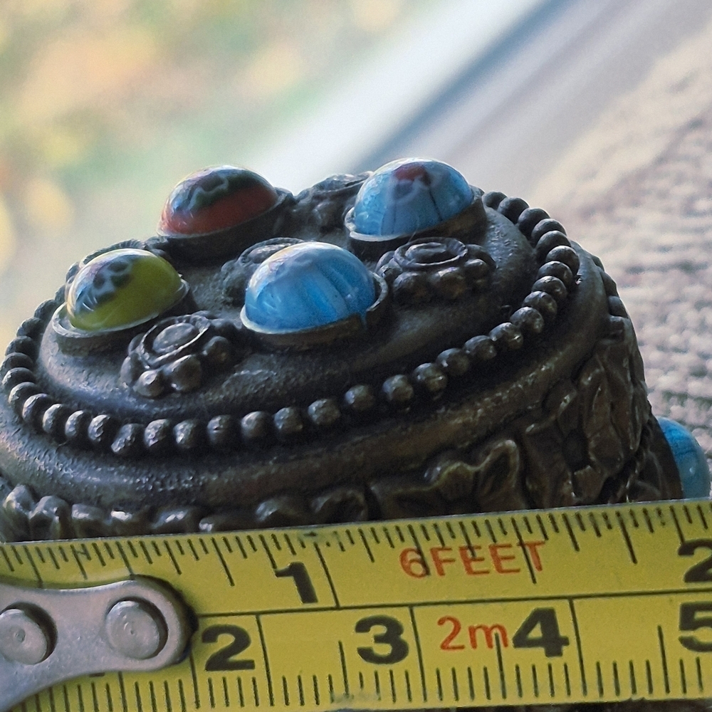 Decorative Trinket Box with Colorful Accents Velvety Interior - Picture 8 of 9